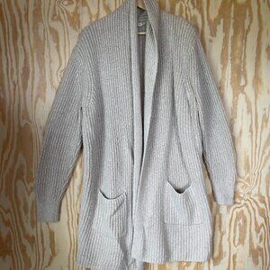 Gap Ribbed Knit Longline Cardigan – Size XL Tall, Beige Open Front Sweater